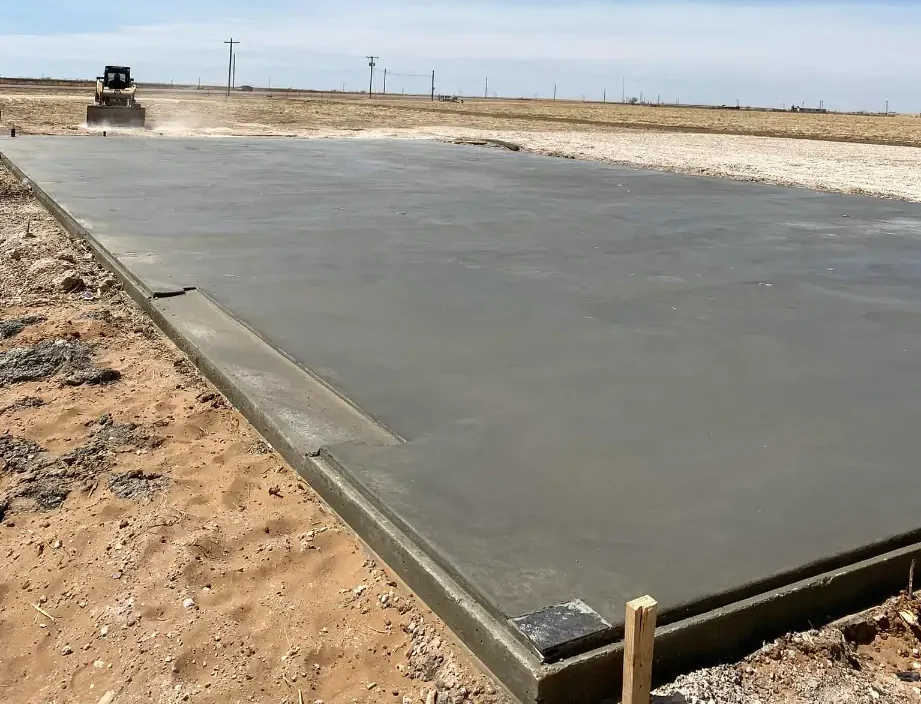 Freshly poured concrete slab